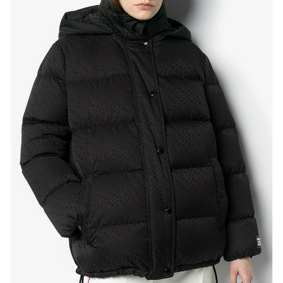 NWT BURBERRY SELLINDGE BLACK TB MONOGRAM LOGO HOODED DOWN PUFFER JACKET L $1790 - Picture 3 of 13